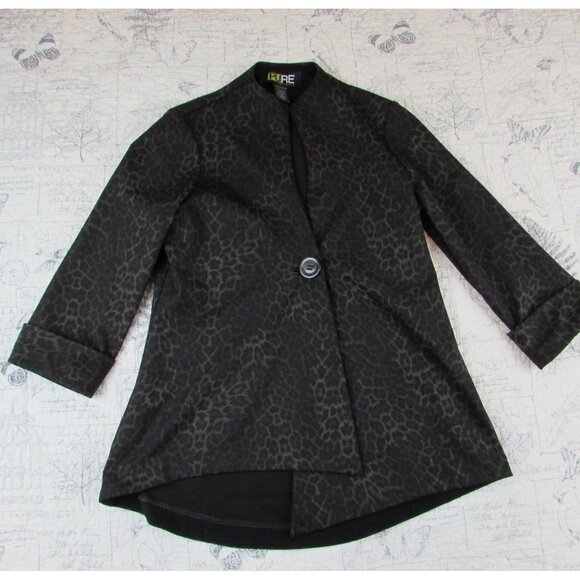 NEW PURE Essence Art-to-Wear lagenlook whimsygoth leopard ponte jacket S - Picture 1 of 6